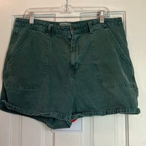 Green high waisted jean shorts